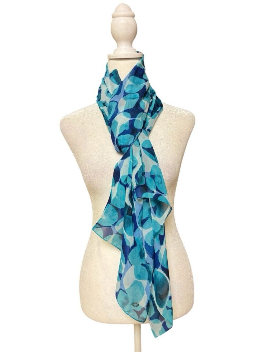 Calvin Klein Blue Abstract Print Scarf Lightweight Wrap